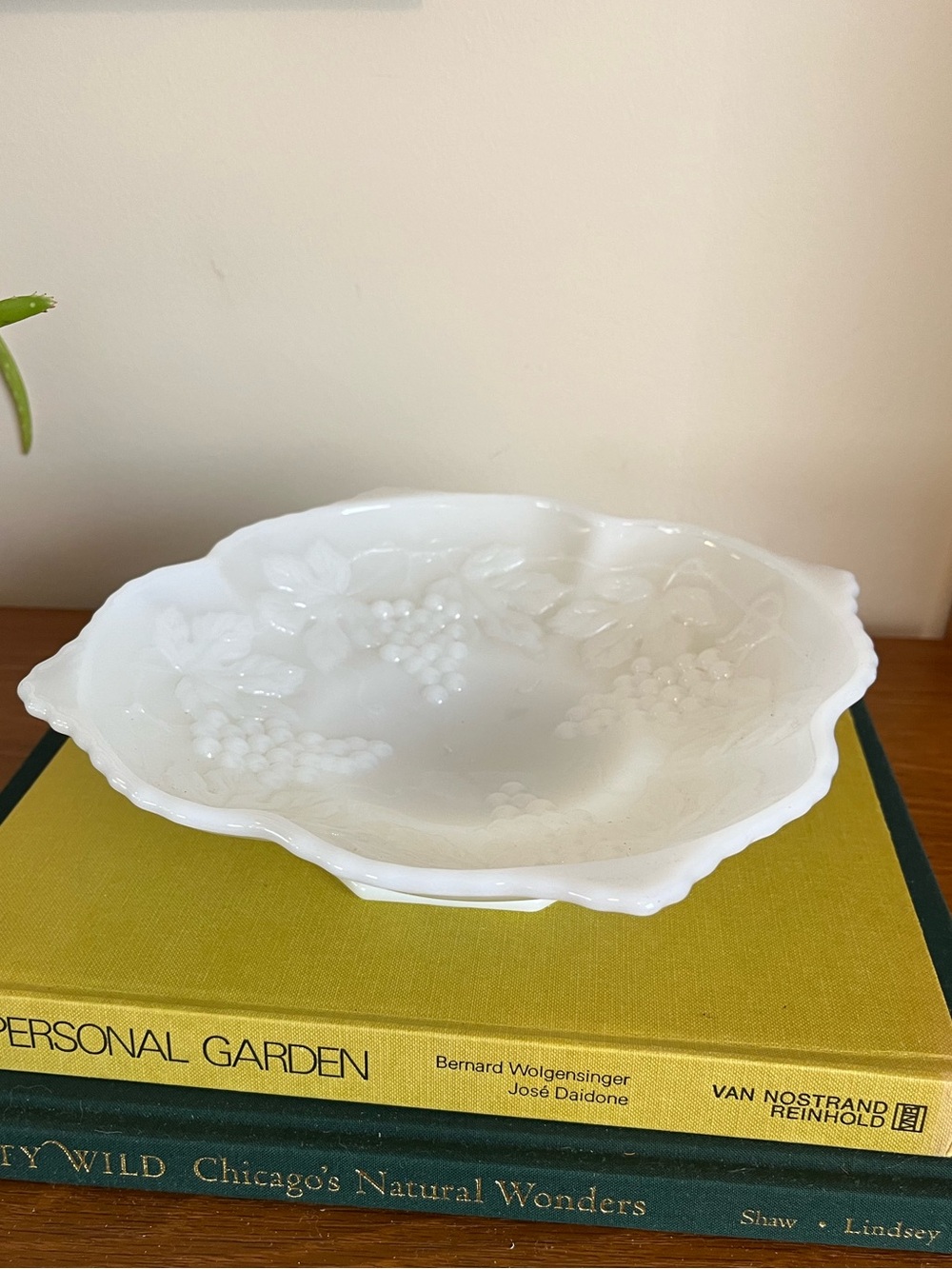 White Milk Glass Serving Bowl